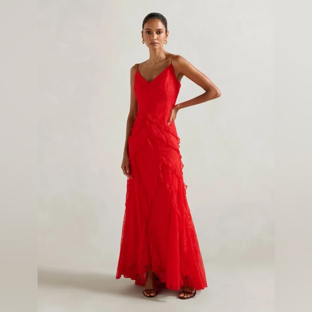 Forever New Gabrielle Red Lace Gown, Petite size UK 4/US 0